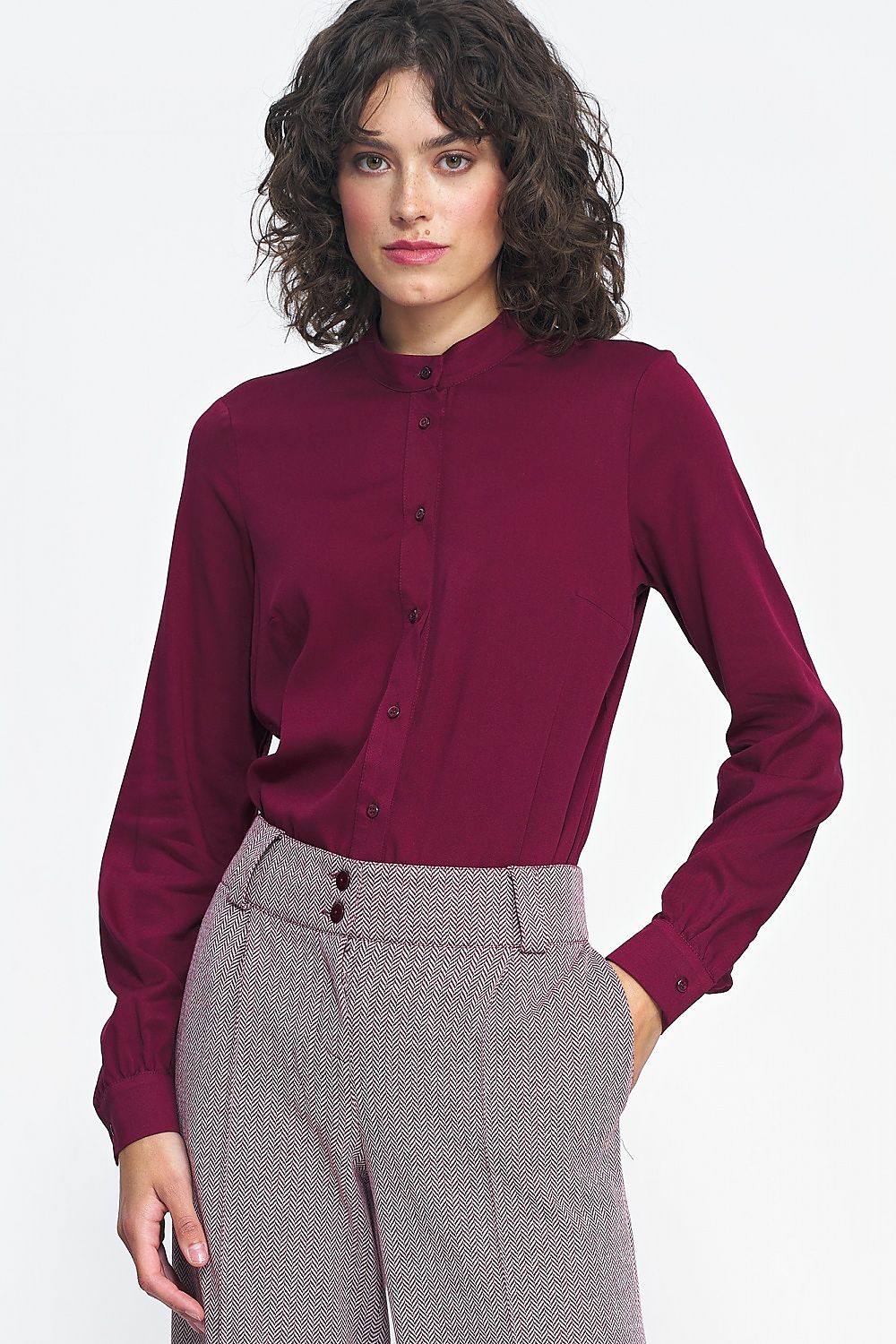 Classic Long Sleeve Shirt with Stand-Up Collar by Nife - Model 184613