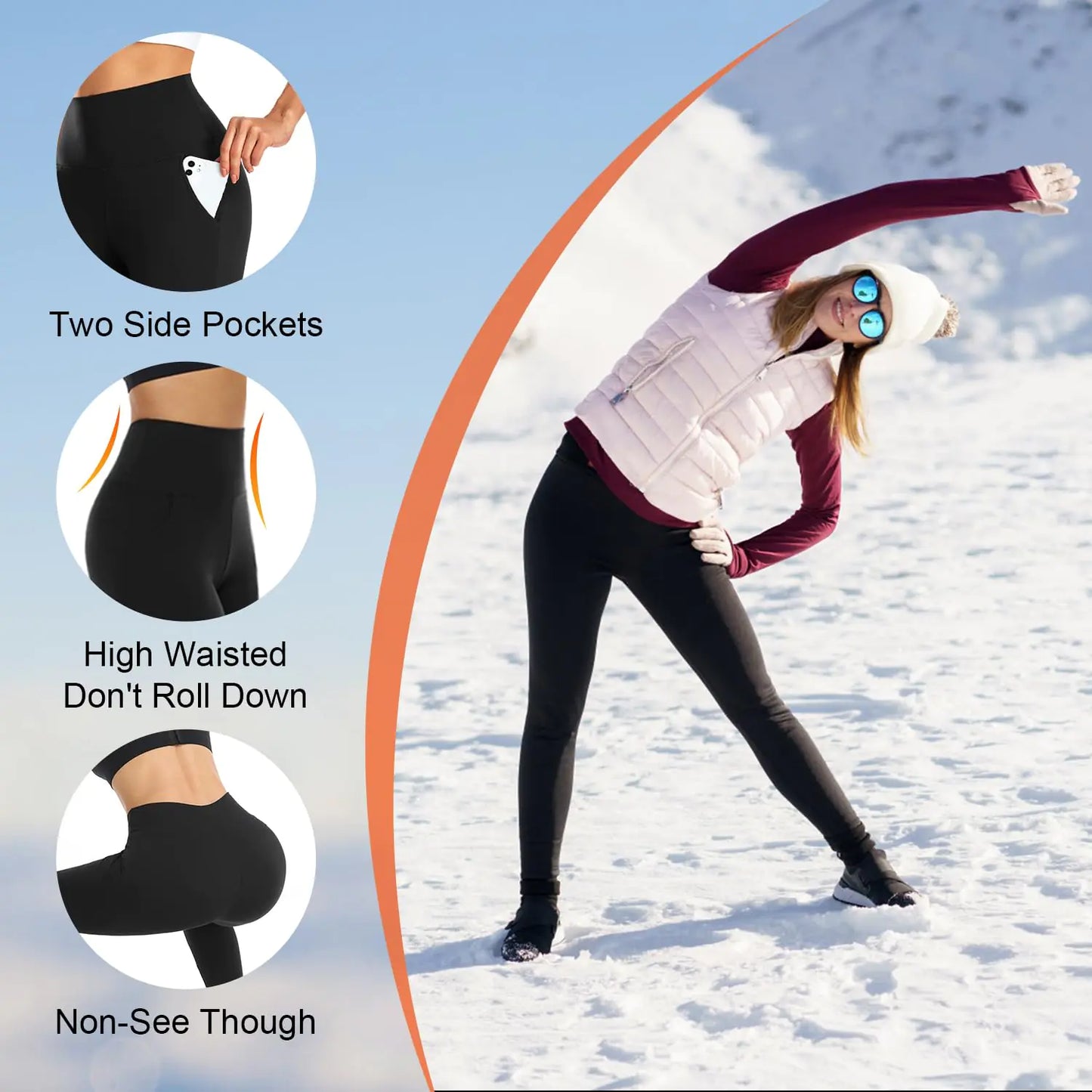 Cozy & Chic: 3-Pack Fleece-Lined Leggings with Pockets