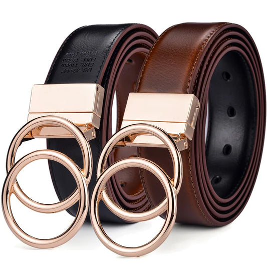 Women Reversible Leather Belt 2 in 1 Suitable for Pairing With Various Pants