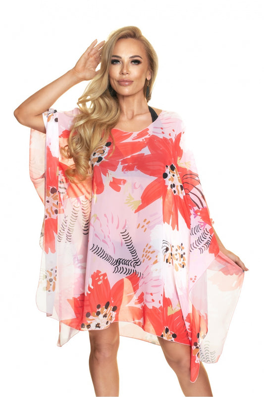 Coastal Drift: Sheer Grey Chiffon Beach Tunic