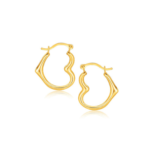 Golden Heart: 10K Yellow Gold Heart Hoop Earrings