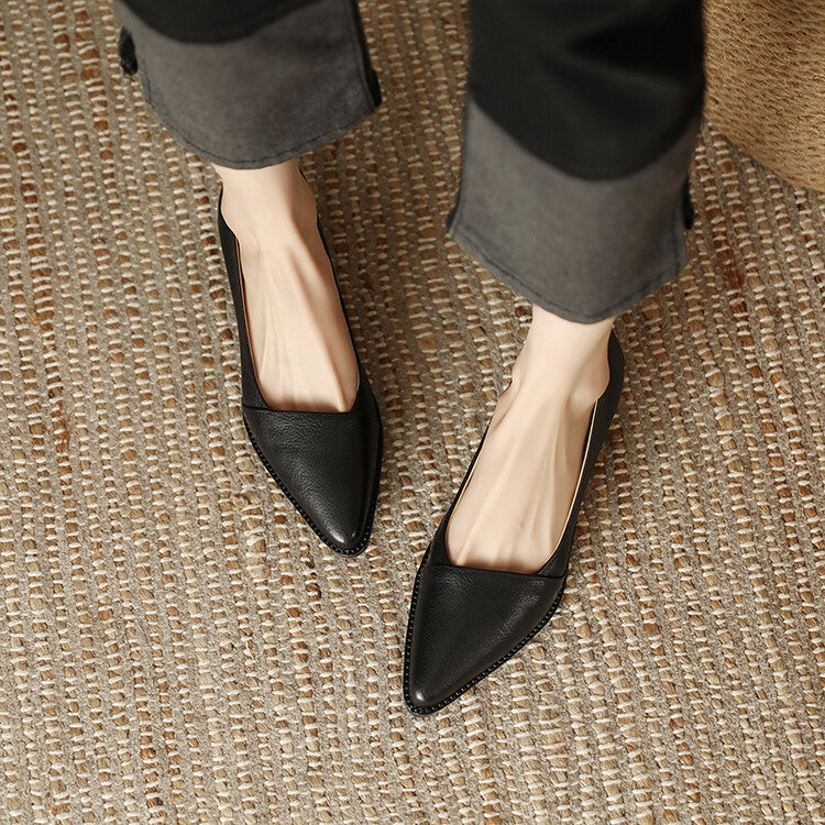 Low-Heel Soft Leather Flats