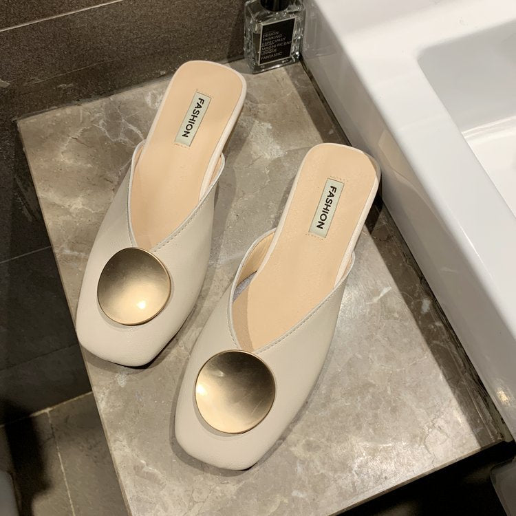 Low-Heel Closed-Toe Summer Slides