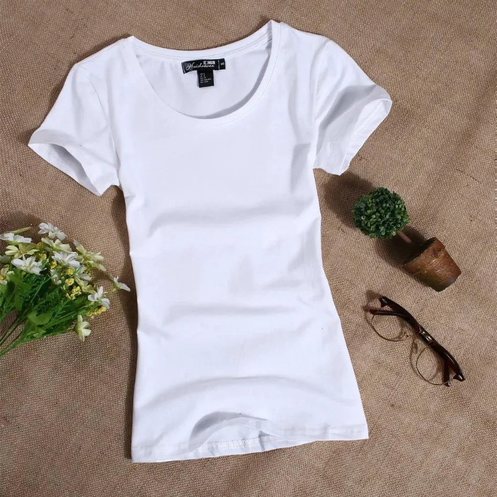 MRMT 2024 Women's T Shirt Casual Women Short Sleeved Slim Solid Color Tees