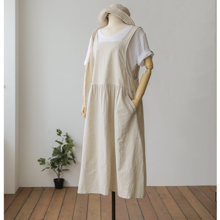 Women's Washed Cotton & Linen Sling Dress