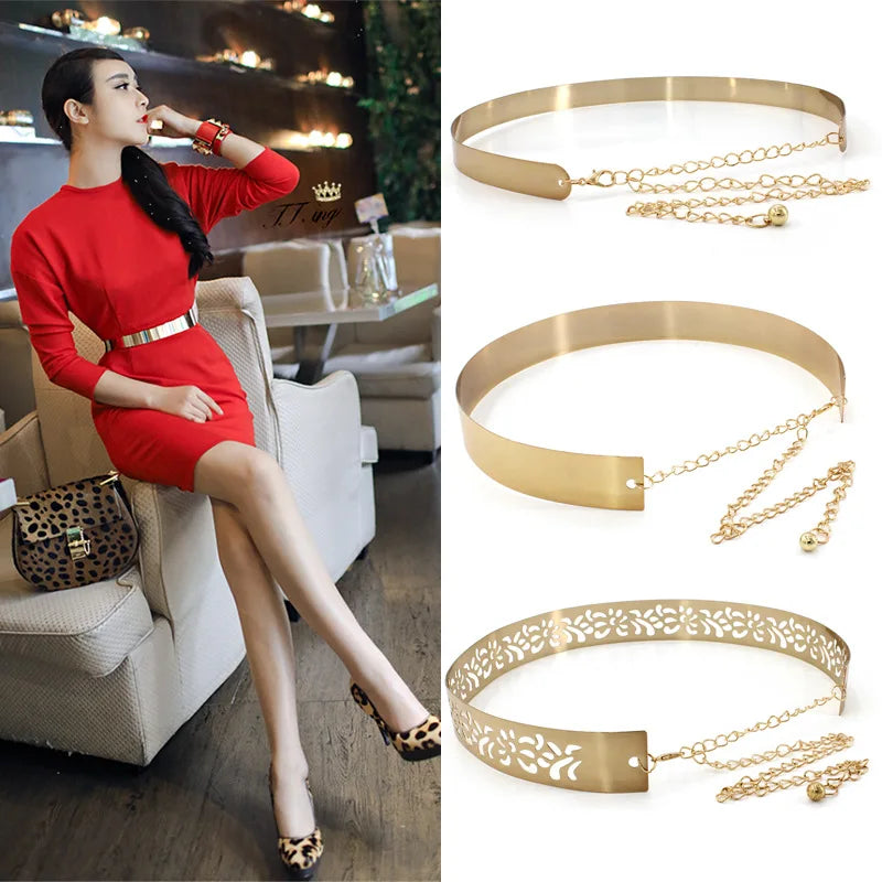 Fashion Western Vintage Belt Sequined Metal Belt for Women