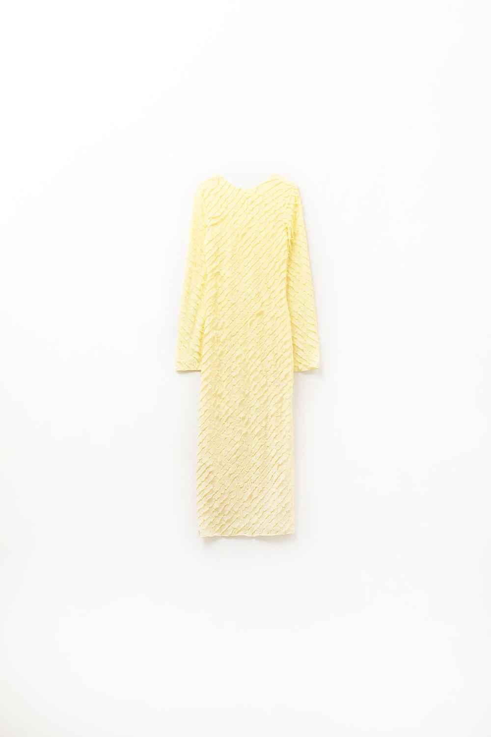 Butter Yellow Maxi Dress With Bias Mini Ruffle Design