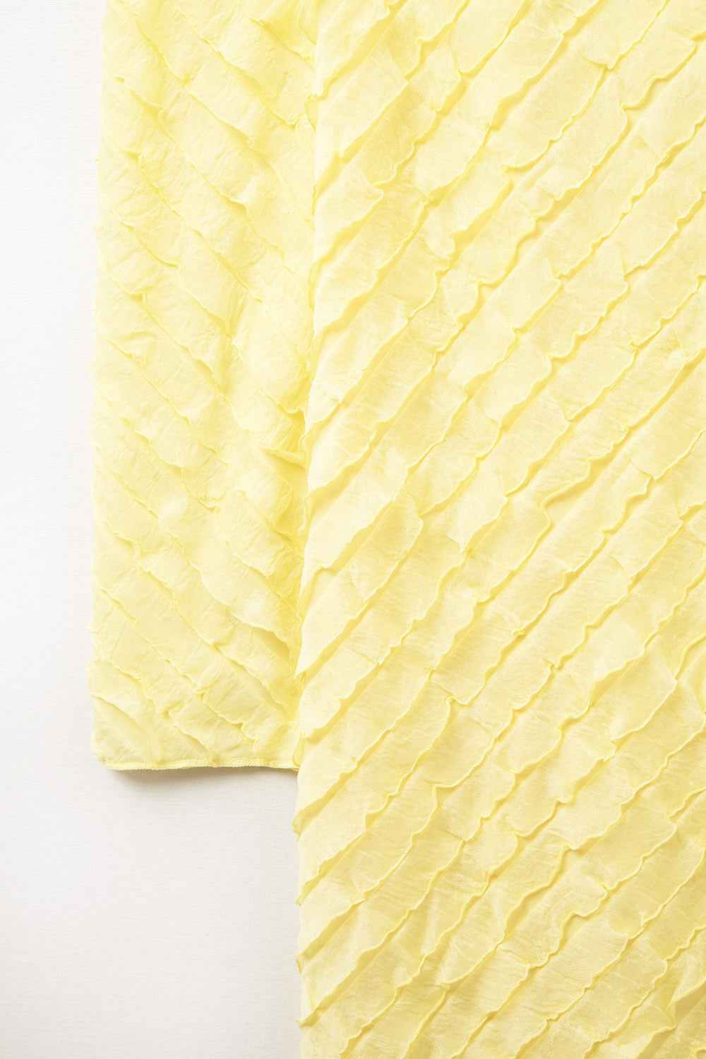 Butter Yellow Maxi Dress With Bias Mini Ruffle Design