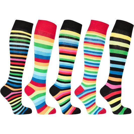 Colorline Classic: Women’s Multiline Stripe Knee-High Socks – Multi-Pack