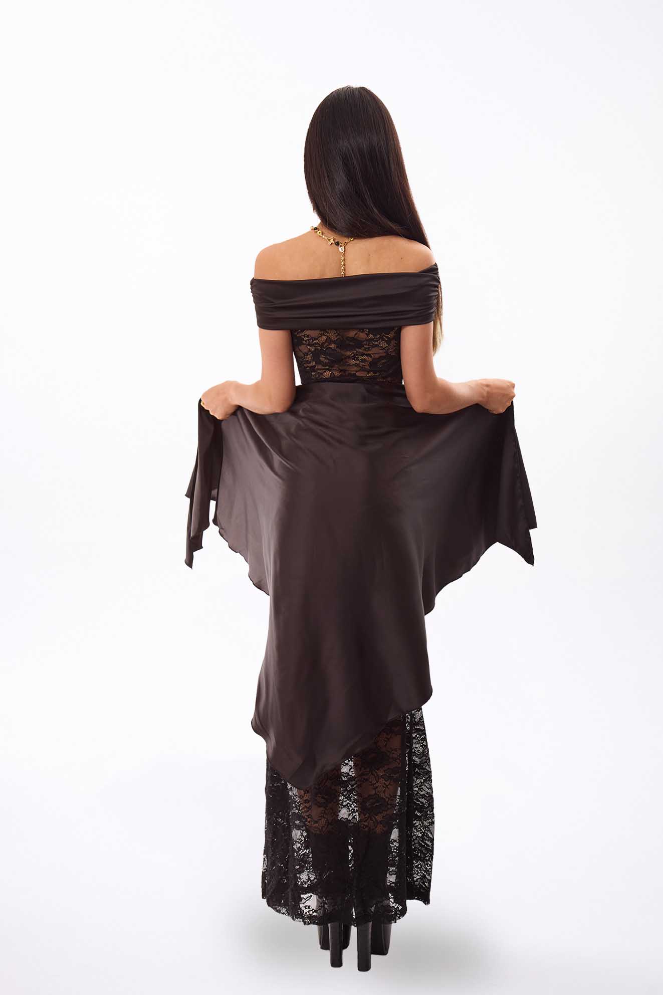 Lace Off-shoulder Maxi Dress