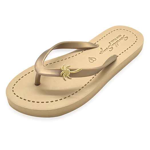 Gold Palm Charm Flip-Flop Sandals | The Sophisticated Shoppers