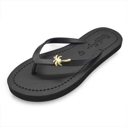 Gold Palm Charm Flip-Flop Sandals | The Sophisticated Shoppers