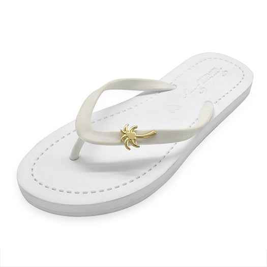 Gold Palm Charm Flip-Flop Sandals | The Sophisticated Shoppers