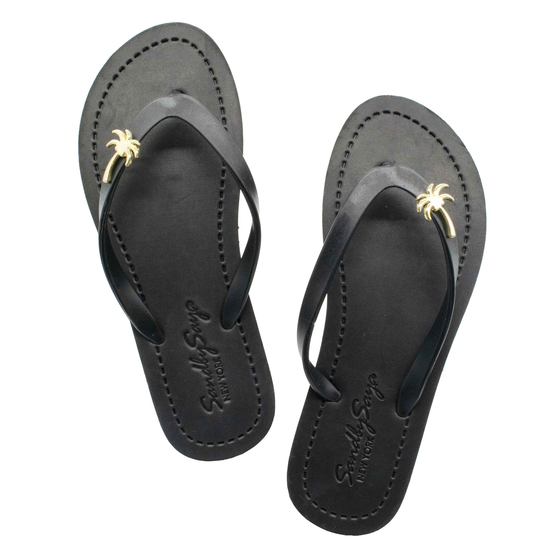 Gold Palm Charm Flip-Flop Sandals | The Sophisticated Shoppers