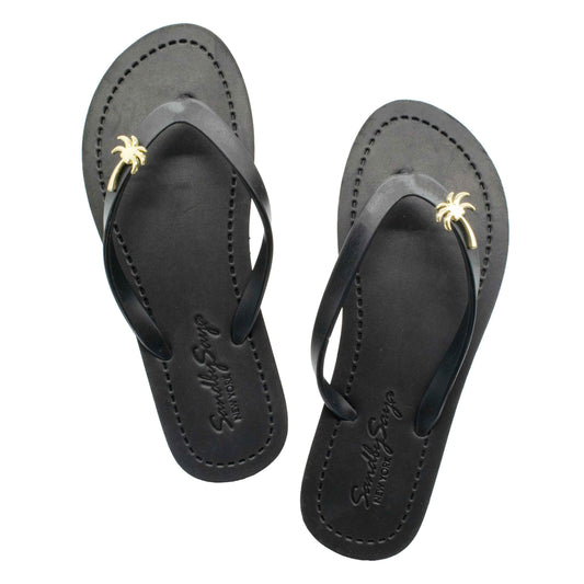 Gold Palm Charm Flip-Flop Sandals | The Sophisticated Shoppers