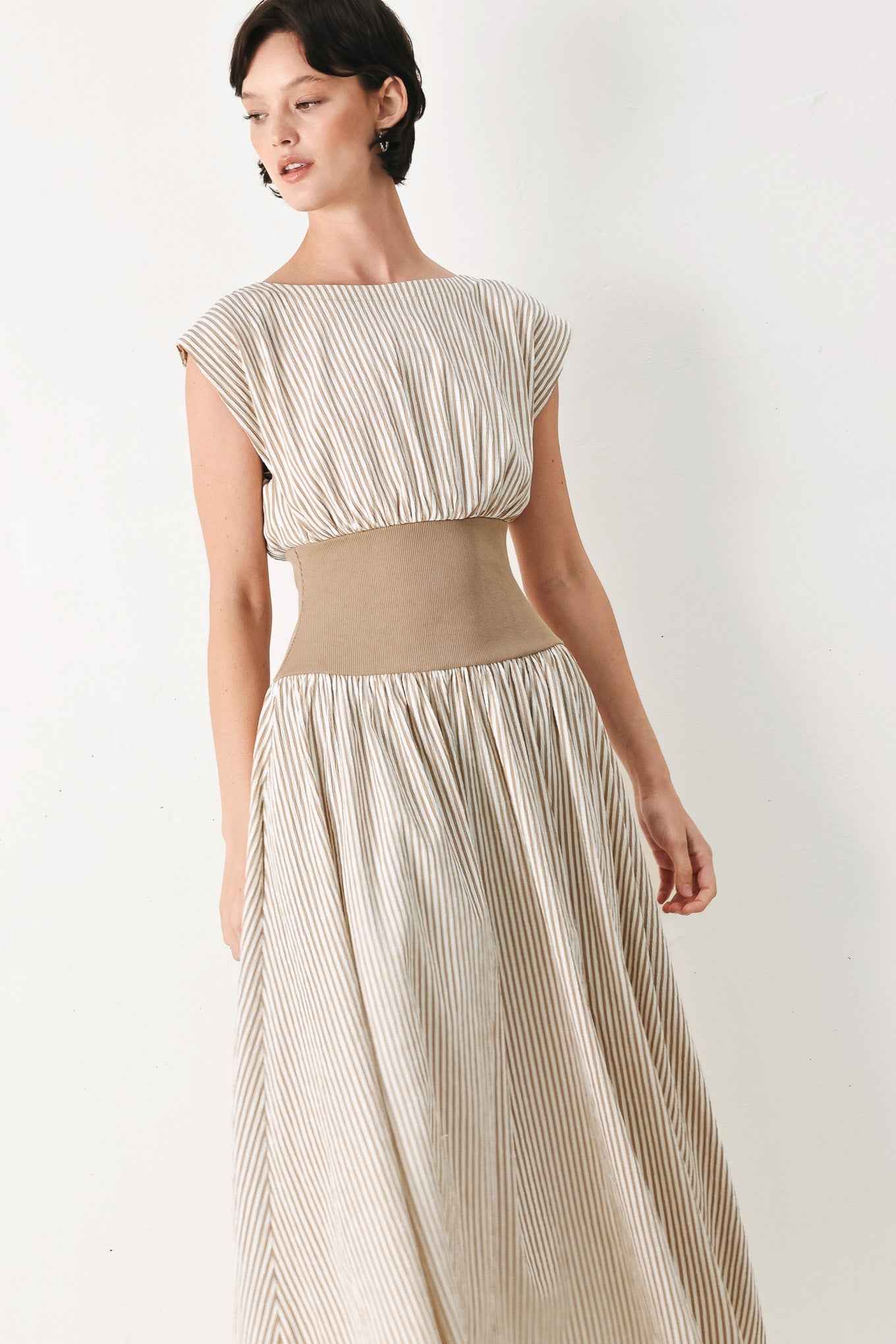 HAMPTONS MORNING STRIPE WOVEN MIDI DRESS