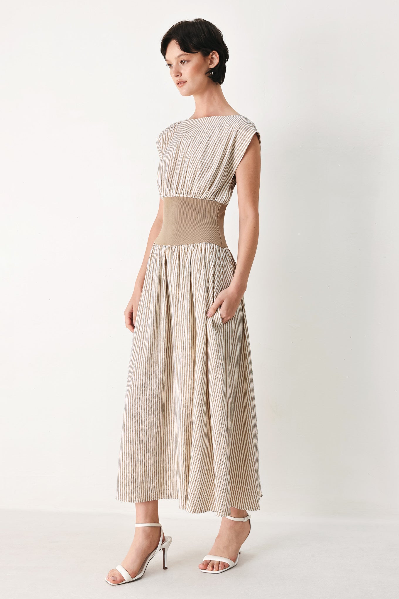 Hamptons Morning Stripe Midi Dress