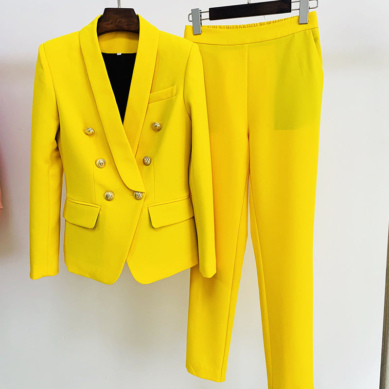 New Arrivals Women Suits Shawl Collar Double Breasted Women Pants Suit