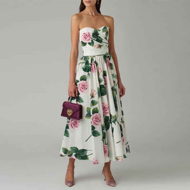 Off-Shoulder Floral Semi-Formal Dress