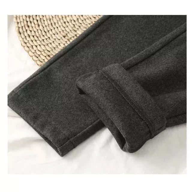 Pantalones de Lana para Mujer, Tipo Harem, de Lápiz, de Cintura Alta, Casuales, Tipo Traje