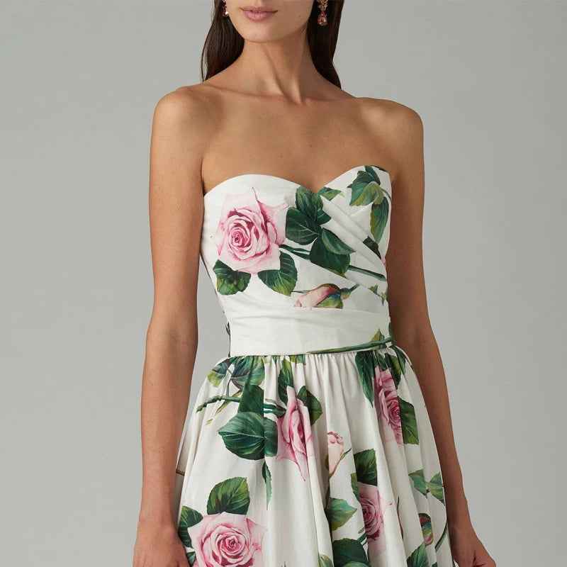 Off-Shoulder Floral Semi-Formal Dress