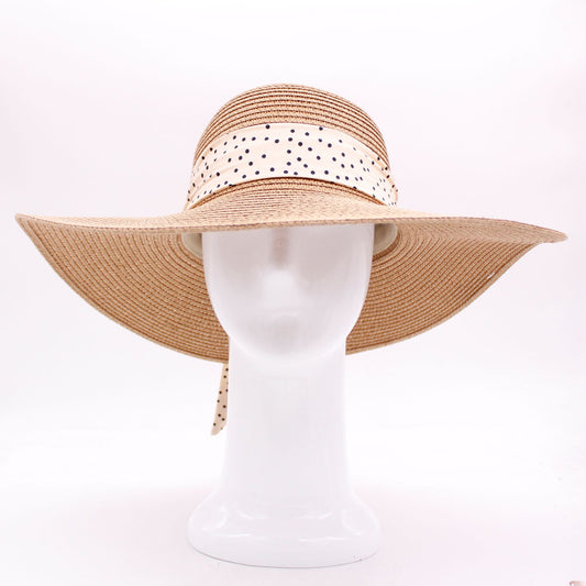 Sunny Belle: Floppy Straw Hat with Polka Dot Ribbon