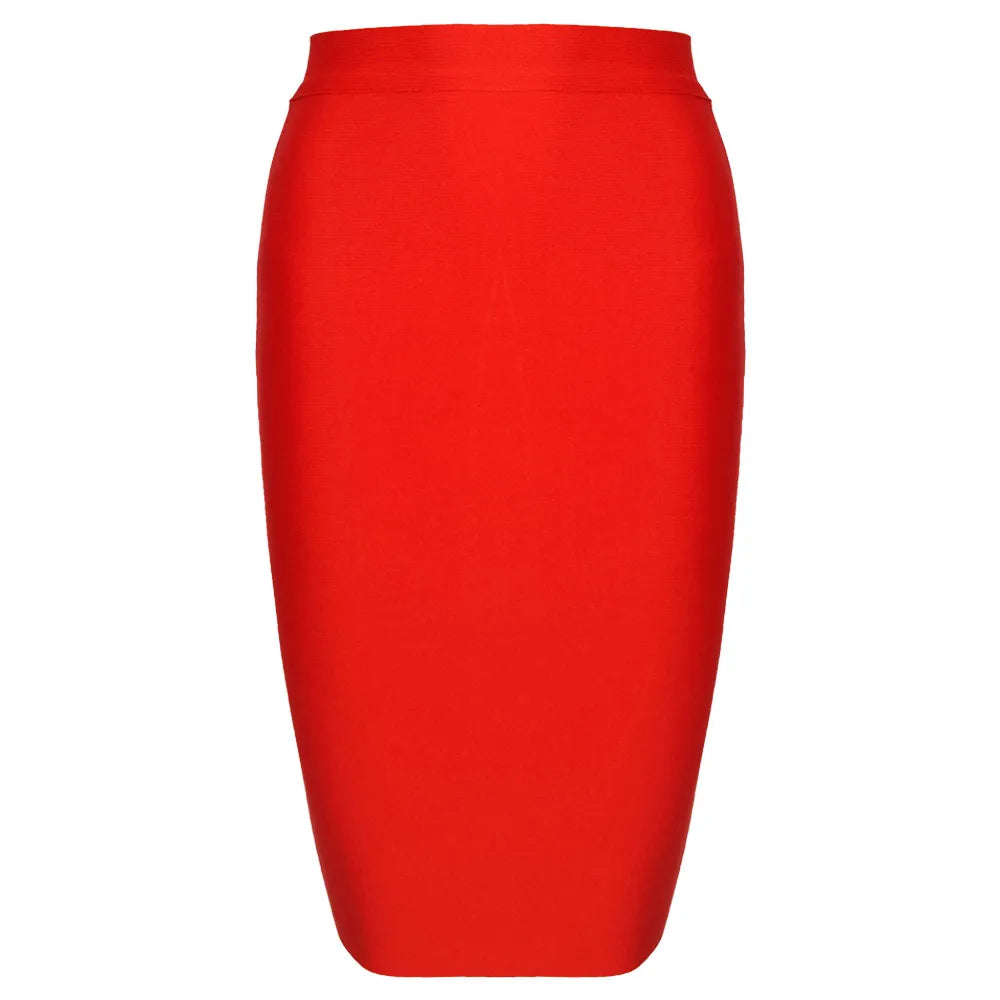 Bandage Skirts Women Knee Length Elastic Bodycon Office Skirt