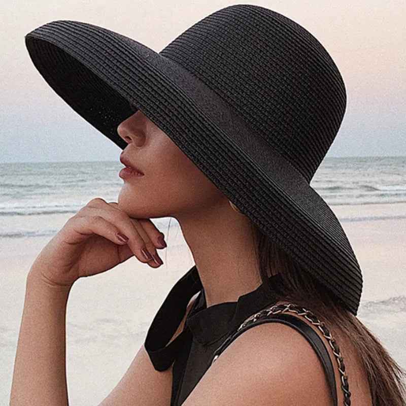 Summer Sun Hats Ladies Solid Plain Elegant Wide Brim Hat