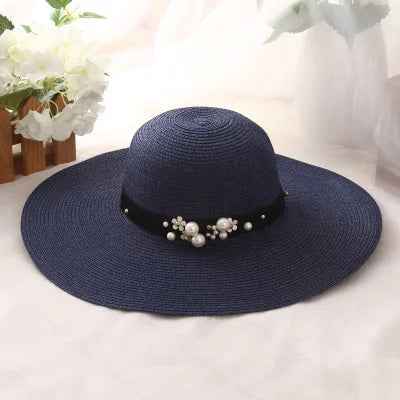 Round Top Raffia Wide Brim Straw Hats Summer Sun Hats