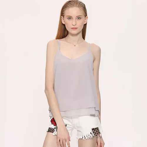Tank Top Women Chiffon Blouses New Summer Sleeveless Shirt