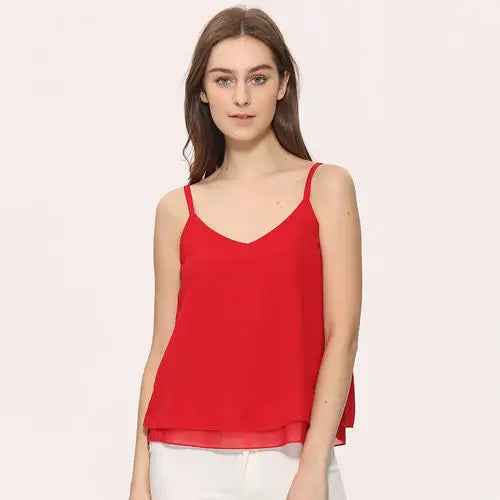 Tank Top Women Chiffon Blouses New Summer Sleeveless Shirt