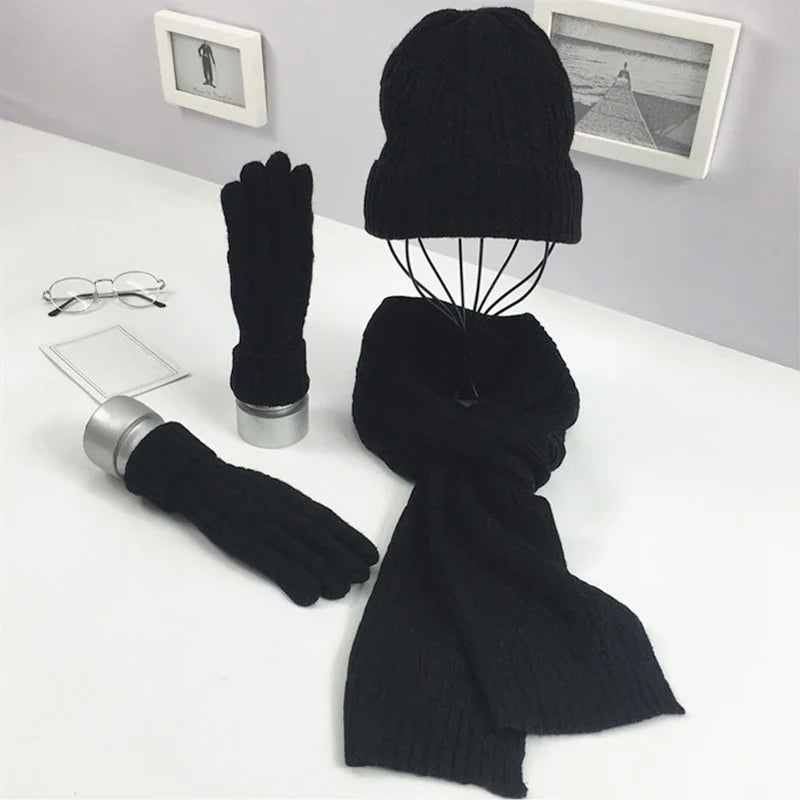 Knitted Winter Hats for Women's Hat Scarf Glove Set 3 Piece Set