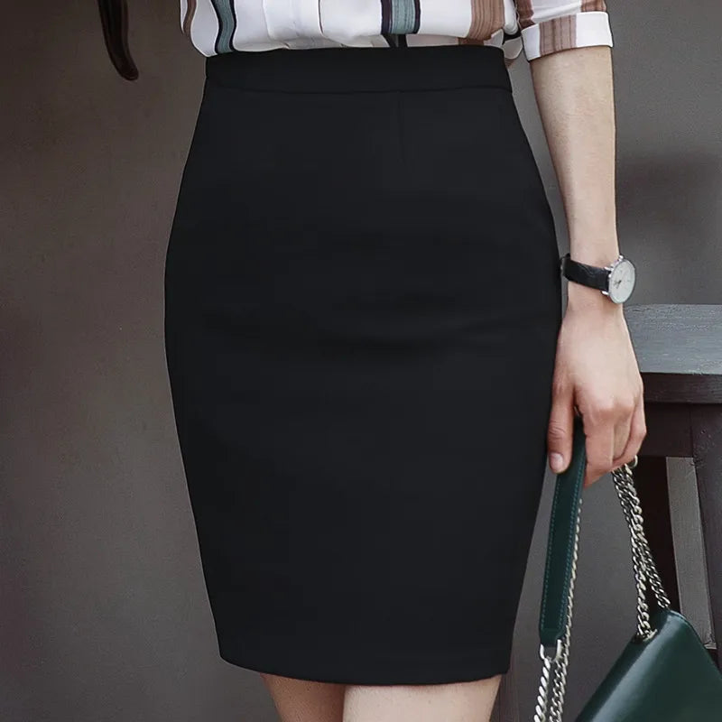 Elegant and Fashion Women Bottoms Black White Formal Office Lady Pencil Skirt