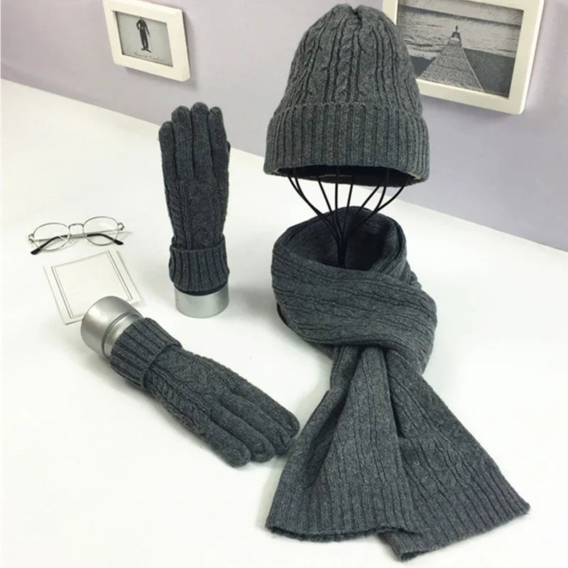 Knitted Winter Hats for Women's Hat Scarf Glove Set 3 Piece Set