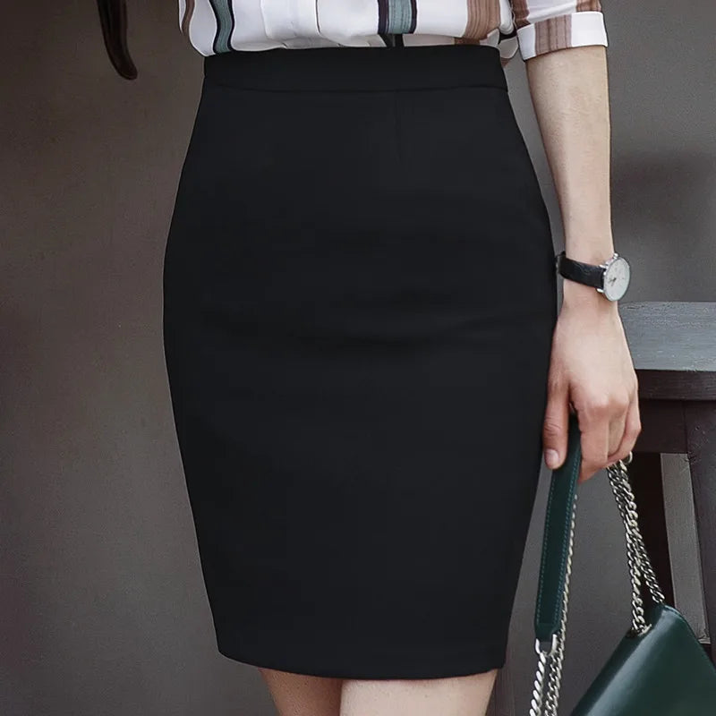 Elegant and Fashion Women Bottoms Black White Formal Office Lady Pencil Skirt