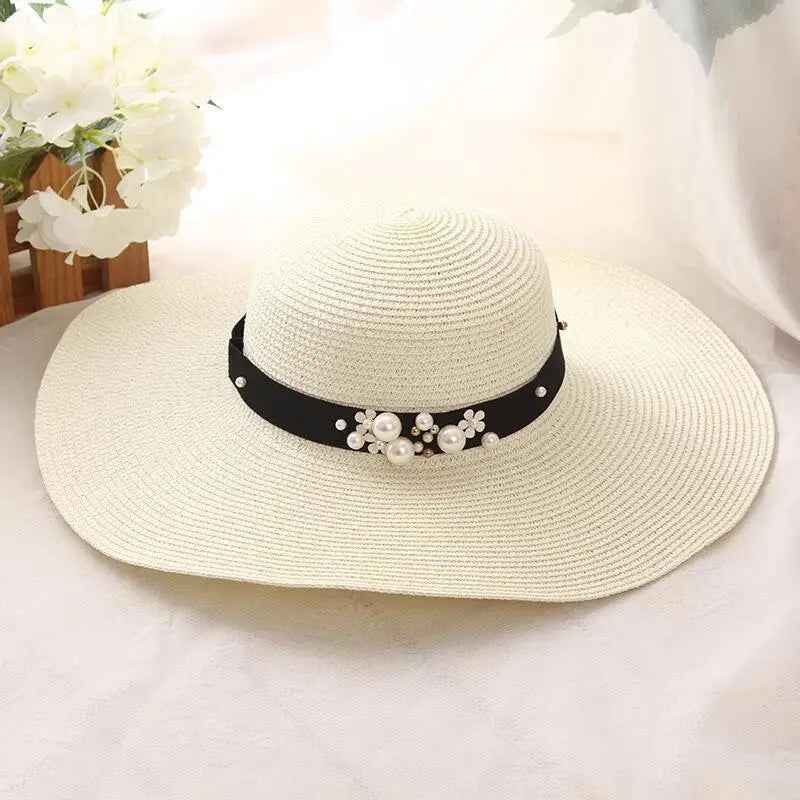 Round Top Raffia Wide Brim Straw Hats Summer Sun Hats