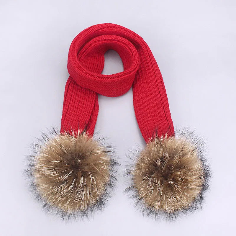 Parent-Child Caps Cute Infant Baby Pompon Winter Hat Scarf Sets