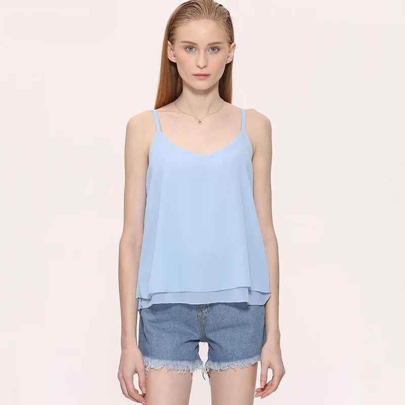 Tank Top Women Chiffon Blouses New Summer Sleeveless Shirt