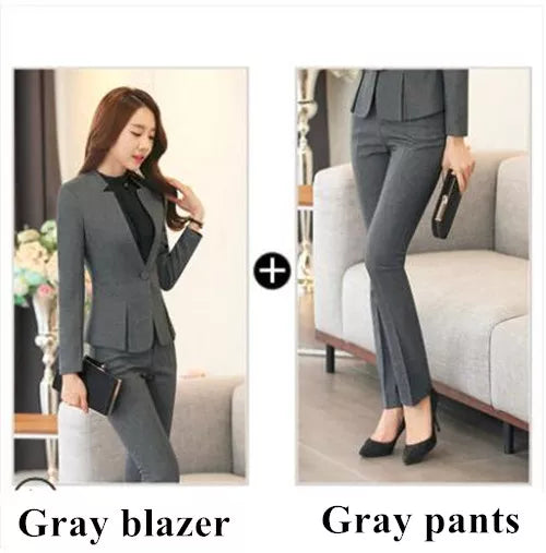Fashion Business Women Suit Work Wear Office Ladies Slim Blazer and Trousers Set