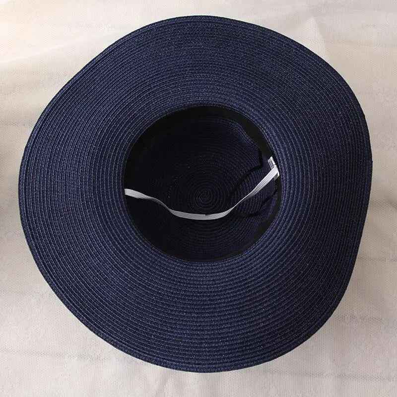 Round Top Raffia Wide Brim Straw Hats Summer Sun Hats