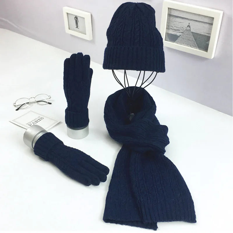 Knitted Winter Hats for Women's Hat Scarf Glove Set 3 Piece Set