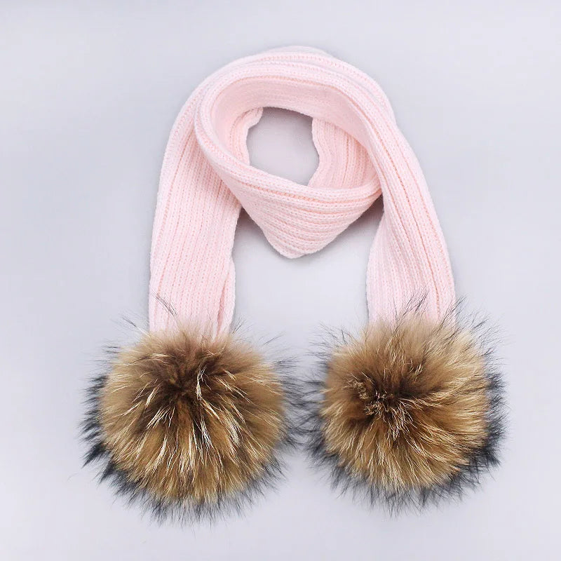 Parent-Child Caps Cute Infant Baby Pompon Winter Hat Scarf Sets