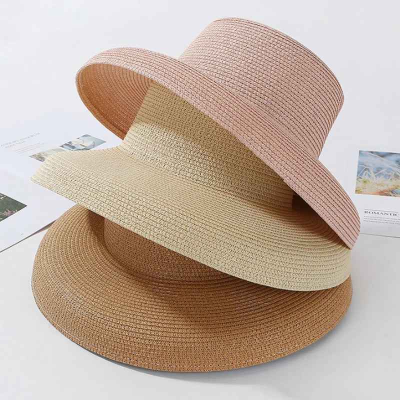 Summer Sun Hats Ladies Solid Plain Elegant Wide Brim Hat