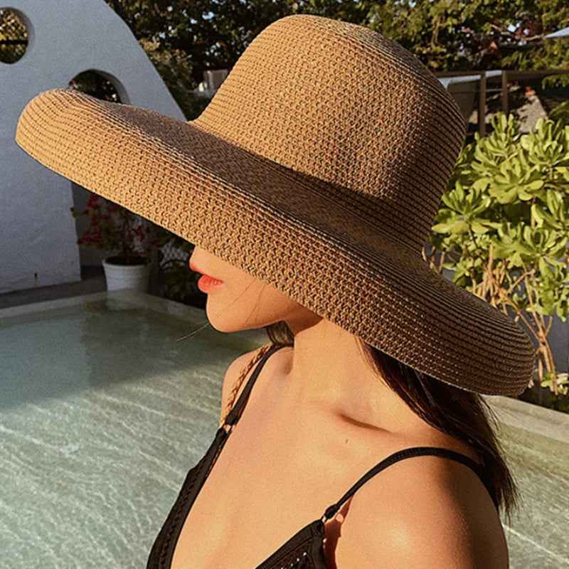 Summer Sun Hats Ladies Solid Plain Elegant Wide Brim Hat
