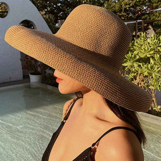 Summer Sun Hats Ladies Solid Plain Elegant Wide Brim Hat