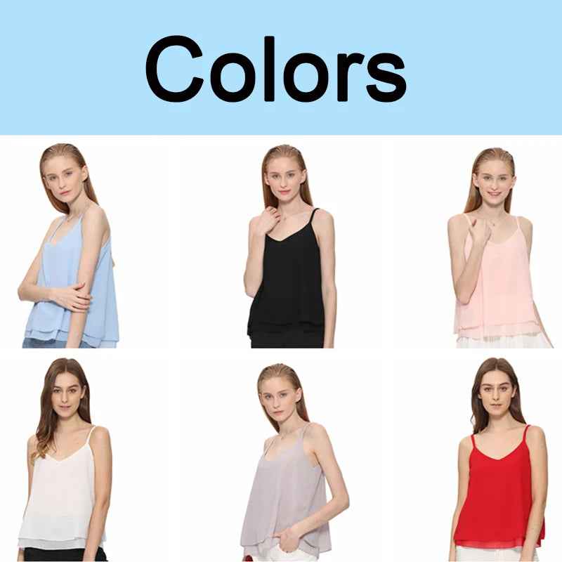 Tank Top Women Chiffon Blouses New Summer Sleeveless Shirt