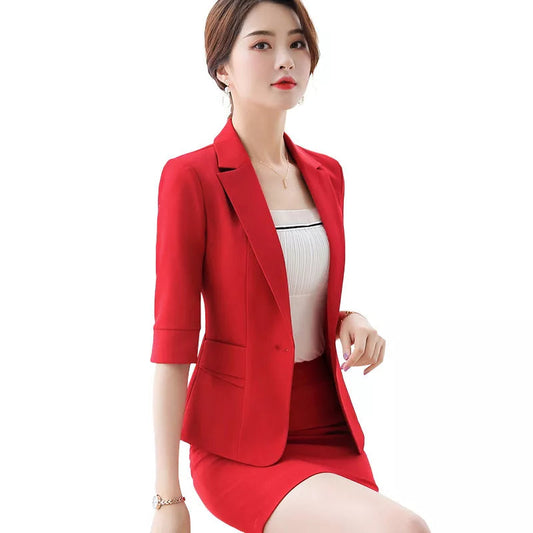 Half-Sleeve Blazer and Skirt Suit | Sophisticata™
