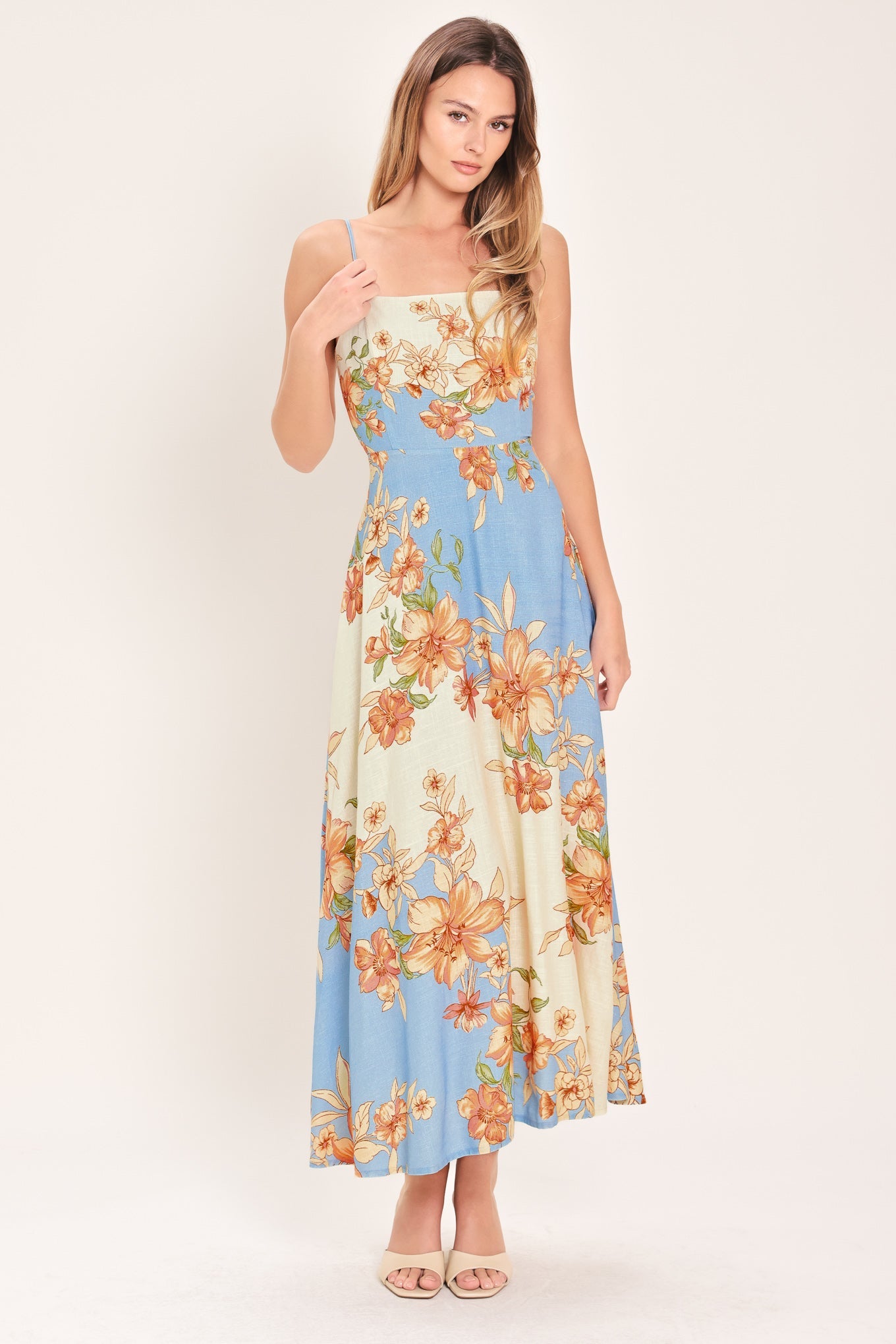 Summer Serenade Strappy Woven Midi Dress