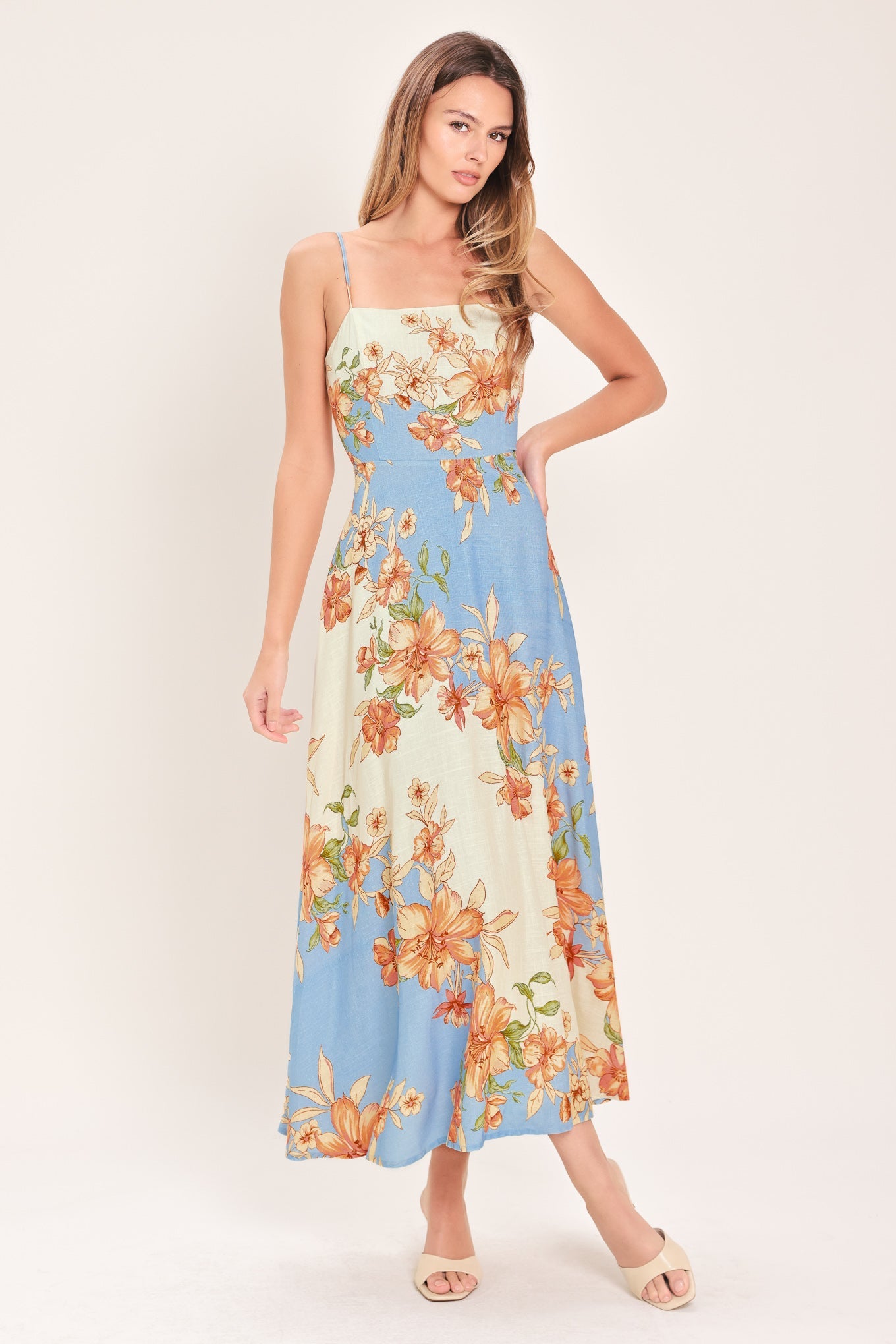 Summer Serenade Strappy Woven Midi Dress
