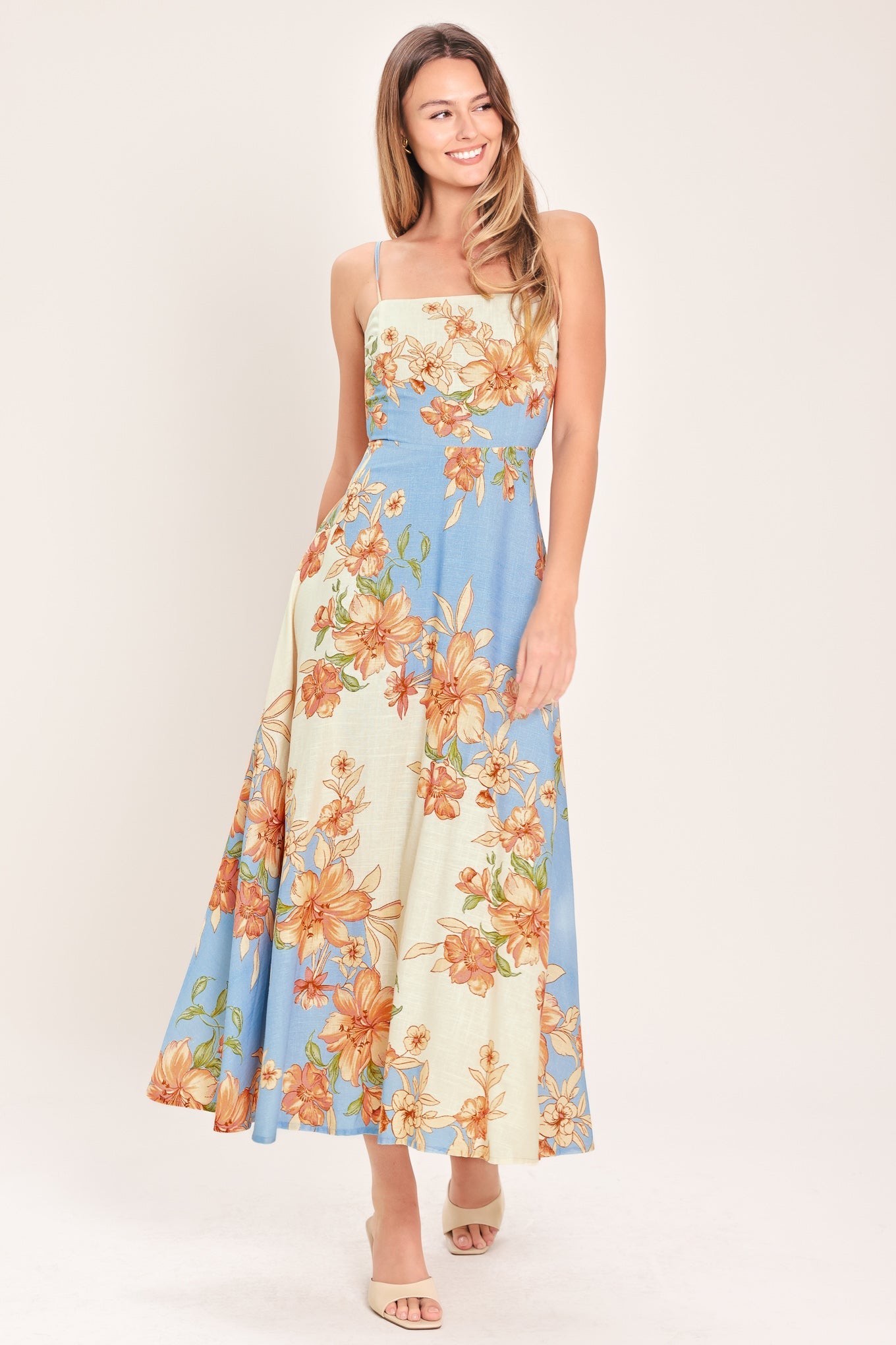 Summer Serenade Strappy Woven Midi Dress
